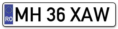 Placuta inmatriculare numar auto  MH-36-XAW, MH 36 XAW, MH36XAW