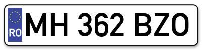 Placuta inmatriculare numar auto  MH-362-BZO, MH 362 BZO, MH362BZO
