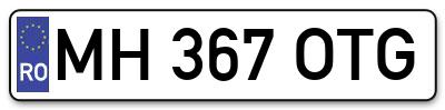 Placuta inmatriculare numar auto  MH-367-OTG, MH 367 OTG, MH367OTG