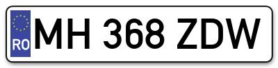 Placuta inmatriculare numar auto  MH-368-ZDW, MH 368 ZDW, MH368ZDW