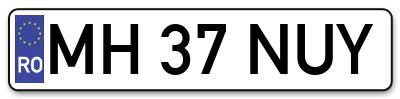 Placuta inmatriculare numar auto  MH-37-NUY, MH 37 NUY, MH37NUY