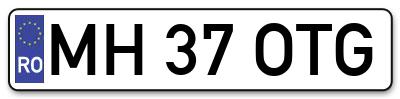 Placuta inmatriculare numar auto  MH-37-OTG, MH 37 OTG, MH37OTG