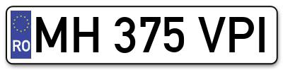 Placuta inmatriculare numar auto  MH-375-VPI, MH 375 VPI, MH375VPI