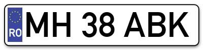 Placuta inmatriculare numar auto  MH-38-ABK, MH 38 ABK, MH38ABK