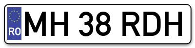 Placuta inmatriculare numar auto  MH-38-RDH, MH 38 RDH, MH38RDH
