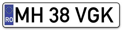 Placuta inmatriculare numar auto  MH-38-VGK, MH 38 VGK, MH38VGK