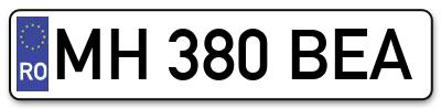 Placuta inmatriculare numar auto  MH-380-BEA, MH 380 BEA, MH380BEA
