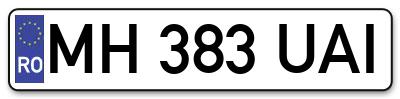 Placuta inmatriculare numar auto  MH-383-UAI, MH 383 UAI, MH383UAI