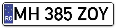 Placuta inmatriculare numar auto  MH-385-ZOY, MH 385 ZOY, MH385ZOY