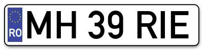 Placuta inmatriculare numar auto  MH-39-RIE, MH 39 RIE, MH39RIE