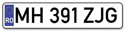 Placuta inmatriculare numar auto  MH-391-ZJG, MH 391 ZJG, MH391ZJG
