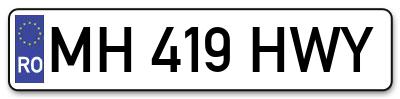 Placuta inmatriculare numar auto  MH-419-HWY, MH 419 HWY, MH419HWY