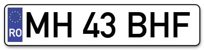 Placuta inmatriculare numar auto  MH-43-BHF, MH 43 BHF, MH43BHF