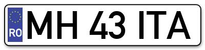 Placuta inmatriculare numar auto  MH-43-ITA, MH 43 ITA, MH43ITA