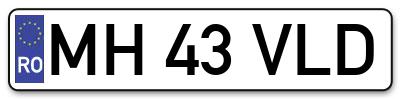 Placuta inmatriculare numar auto  MH-43-VLD, MH 43 VLD, MH43VLD