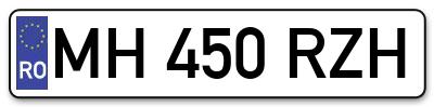 Placuta inmatriculare numar auto  MH-450-RZH, MH 450 RZH, MH450RZH