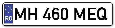 Placuta inmatriculare numar auto  MH-460-MEQ, MH 460 MEQ, MH460MEQ