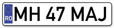 Placuta inmatriculare numar auto  MH-47-MAJ, MH 47 MAJ, MH47MAJ