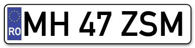 Placuta inmatriculare numar auto  MH-47-ZSM, MH 47 ZSM, MH47ZSM