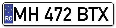 Placuta inmatriculare numar auto  MH-472-BTX, MH 472 BTX, MH472BTX