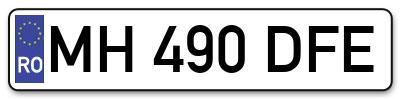 Placuta inmatriculare numar auto  MH-490-DFE, MH 490 DFE, MH490DFE