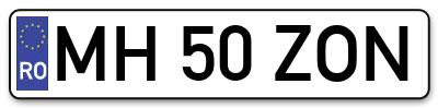 Placuta inmatriculare numar auto  MH-50-ZON, MH 50 ZON, MH50ZON