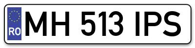 Placuta inmatriculare numar auto  MH-513-IPS, MH 513 IPS, MH513IPS