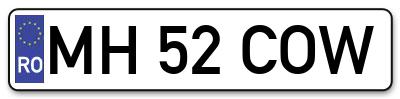 Placuta inmatriculare numar auto  MH-52-COW, MH 52 COW, MH52COW