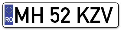 Placuta inmatriculare numar auto  MH-52-KZV, MH 52 KZV, MH52KZV