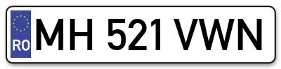 Placuta inmatriculare numar auto  MH-521-VWN, MH 521 VWN, MH521VWN