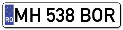 Placuta inmatriculare numar auto  MH-538-BOR, MH 538 BOR, MH538BOR
