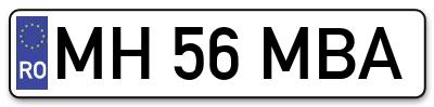 Placuta inmatriculare numar auto  MH-56-MBA, MH 56 MBA, MH56MBA