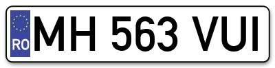 Placuta inmatriculare numar auto  MH-563-VUI, MH 563 VUI, MH563VUI