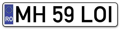 Placuta inmatriculare numar auto  MH-59-LOI, MH 59 LOI, MH59LOI