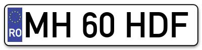 Placuta inmatriculare numar auto  MH-60-HDF, MH 60 HDF, MH60HDF