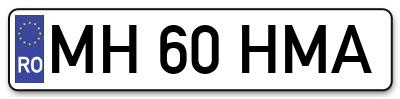 Placuta inmatriculare numar auto  MH-60-HMA, MH 60 HMA, MH60HMA