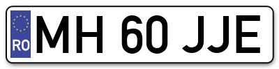 Placuta inmatriculare numar auto  MH-60-JJE, MH 60 JJE, MH60JJE