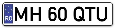 Placuta inmatriculare numar auto  MH-60-QTU, MH 60 QTU, MH60QTU