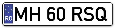 Placuta inmatriculare numar auto  MH-60-RSQ, MH 60 RSQ, MH60RSQ