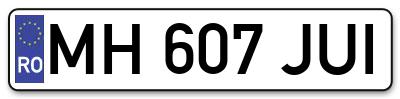 Placuta inmatriculare numar auto  MH-607-JUI, MH 607 JUI, MH607JUI