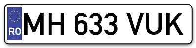 Placuta inmatriculare numar auto  MH-633-VUK, MH 633 VUK, MH633VUK
