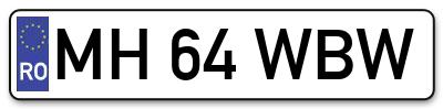 Placuta inmatriculare numar auto  MH-64-WBW, MH 64 WBW, MH64WBW