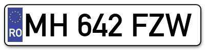 Placuta inmatriculare numar auto  MH-642-FZW, MH 642 FZW, MH642FZW