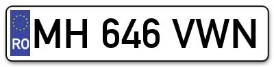 Placuta inmatriculare numar auto  MH-646-VWN, MH 646 VWN, MH646VWN