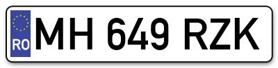 Placuta inmatriculare numar auto  MH-649-RZK, MH 649 RZK, MH649RZK