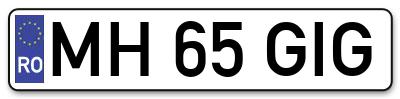 Placuta inmatriculare numar auto  MH-65-GIG, MH 65 GIG, MH65GIG