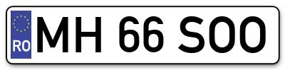 Placuta inmatriculare numar auto  MH-66-SOO, MH 66 SOO, MH66SOO