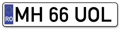 Placuta inmatriculare numar auto  MH-66-UOL, MH 66 UOL, MH66UOL