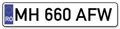 Placuta inmatriculare numar auto  MH-660-AFW, MH 660 AFW, MH660AFW