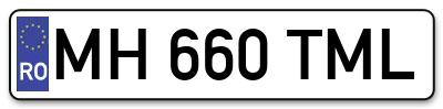 Placuta inmatriculare numar auto  MH-660-TML, MH 660 TML, MH660TML